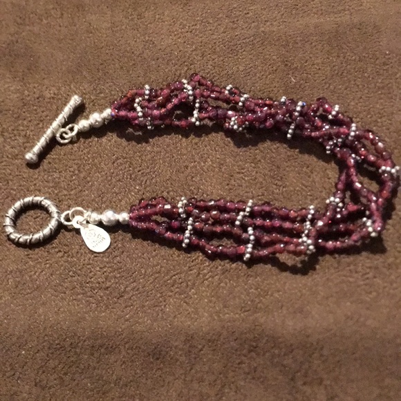 Garnet Beads and SS Toggle Closure Bracelet - Picture 5 of 5